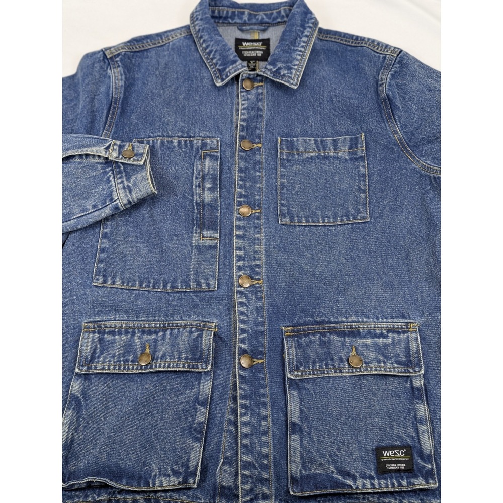 WESC Chore Jacket Barn Utility Denim Mens LG Work Pocket Rugged Outdoor Woman XL